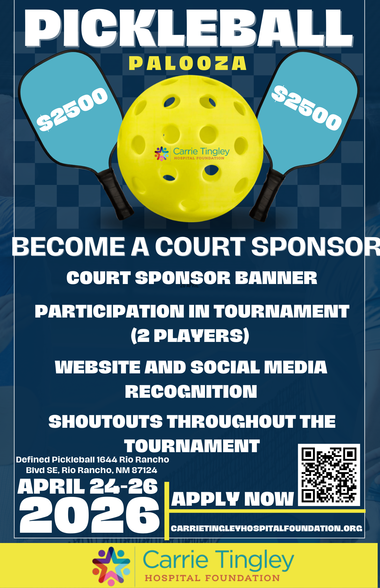 Copy of Navy Yellow Modern Pickleball Tournament Flyer (1)