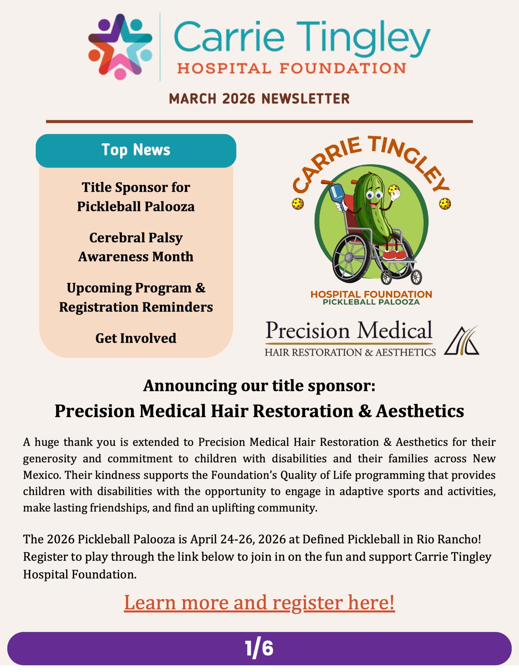 CTHF Mar 2026 Newsletter cover